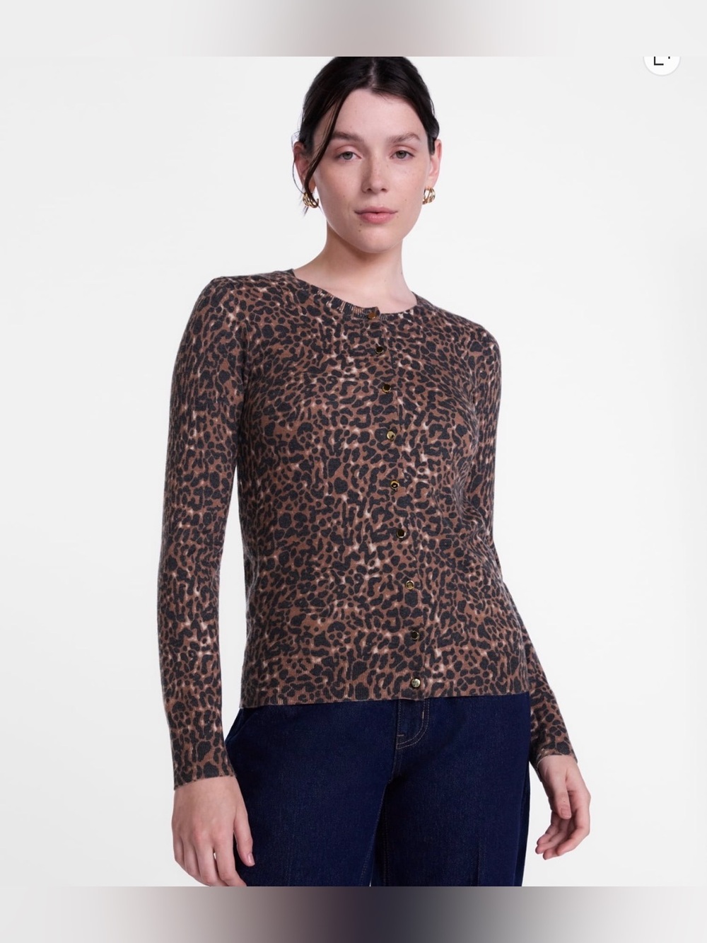 P7 Scenario Leopard Print Button-Front Cardigan – Size L